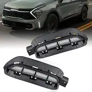 PGTOPONE Switchback White/Amber LED Front Bumper Fog Light DRL Amber Sequential Turn Signal Feature Compatible with Kia Sportage 2023 2024 X-Pro Prestige Replacement Front Bumper Trim