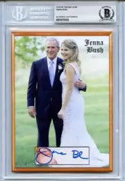 -JENNA BUSH- Beckett BAS Signed/Autograph/Auto 5x7 Politics Card w/George W Bush