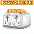 Wide Slot 4 Slice Toaster with 7 Settings - Stylish Retro Kitchen Essential