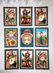 Set of 9 Cards~Autumn Fall Scarecrow's~Greeting Card Toppers~Card Making~#140N