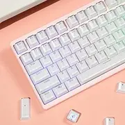 mintcaps Keycaps - Crystal Jelly White Keycaps Translucent Custom Keyboard Keycap OEM Profile Cute Key caps for 60%/80%100% Cherry Gateron Mx Mechanical(104keys)
