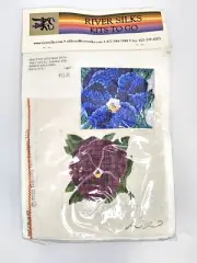 River Silks Kits To Go Pansy Flower Unopened Silk Ribbon Embroidery Tapestry