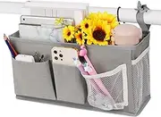 Loghot Bedside Caddy/Bedside Storage Bag Hanging Organizer for Bunk and Hospital Beds,Dorm Rooms Bed Rails,Can be Placed Glasses,Books,Mobile Phones,Keys (New Grey-1)