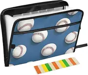 Quteprint 13 Pockets Expanding File Folder with Zipper Closure, Sport Baseball Pattern Accordion File Folder with Sticky Labels, Letter Size A4 Papers Expandable File Document Organizer