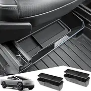 Front Under Seat Storage Box for Cybertruck 2024, Tesla Cybertruck Accessories Under Seat Organizer Hidden Tray, Washable ABS Durable Hidden Storage Organizer with Silicone Mat 2PCS