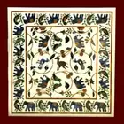 3'x3' Square Marble Coffee side Table Top Antique Design Inlay Interior Decor