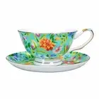Tea cup and Saucer Set Royal Garden Style Tea Coffee Cup with Saucer 7 Green
