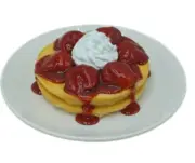 Display Faux Food Prop Short Stack Pancakes With Strawberries N Cream New