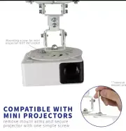 VIVO Universal Adjustable Ceiling Projector Theater Mount White Extending Arms