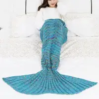 在飛比找Yahoo!奇摩拍賣優惠-春夏兒童美人魚空調毛毯  針織睡袋 午睡毯 成人美人大魚尾巴