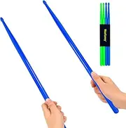 2 Pairs Drumsticks for Drum Light Durable Plastic 5A Drum Sticks for Kids Adults Musical Instrument Percussion Accessories (Blue and Green)