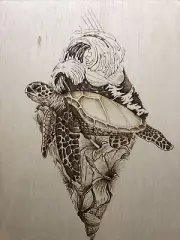 Custom Turtle Pyrography Wood Burning