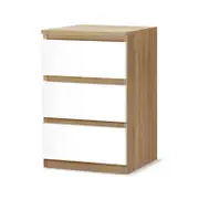 ALFORDSON Bedside Table Nightstand 3 Drawers Side End Table Wood and White