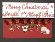 HAND CRAFTED BEADED CHRISTMAS GIFT IDEA WINE GLASS CHARMS AS PICTURED SET 6pc #1