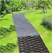 2" High Ground Grid Outdoor Patio Walkway Mesh for Gravel Sand Granite, Flexible Folding Soil/Gravel Stabilizer, HDPE Material(6x6m/19.7x19.7ft)