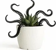 7PCS Octopus Tentacle Plant Stakes for Pots – Detailed Resin Garden Decor for Indoor Outdoor Plants – Black Tentacle Stakes for Succulents, Halloween Decorations, Aquarium & Sea Theme Decor