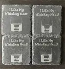 Whiskey Theme Slate Coasters Laser Engraved Set Of 4