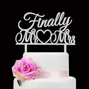 Finally Mr & Mrs Cake Topper, Mr & Mrs Wedding Cake Topper, Wedding Anniversary Bridal Shower Party Decorations, Wedding Cake Topper Silver Acrylic