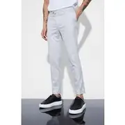 Mens Light Grey Super Skinny Check Smart Trouser