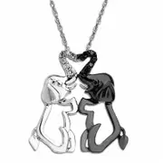 Enhanced Black and White Natural Diamond Accent Intertwined Elephant Pendant in 10K White Gold