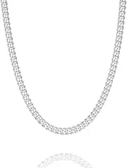 [ASDULL] Silver necklace for women men 4mm Cuban Chain Solid 925 Sterling Silver Clasp Cuban Link Chain Silver Chain for men 16/18/20/22/24/26/30 Inches