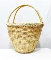 Vintage Wicker Shopping Basket Handle Large Market Picnic Rattan Natural