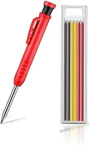 Mechanical Carpenter Pencils Set, Solid Deep Hole Woodworking Pencils Marker Marking Tools, Built in Extended Needle-Nose Tipfor Construction Workers, Metal Work, Welders, Plumbers, Framers (2 PCS)