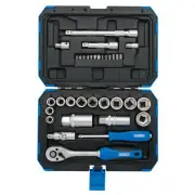 Draper Metric Socket Set 3/8"D 34 Piece Hexagon Standard Length 89558
