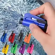 2 In 1 Safety Belt Cutter Emergency Key Chain Car Escape Tool Metal Safety Hammer Mini Fire Hammer Life-saving Hammer Car Emergency Escape Device Window Breake