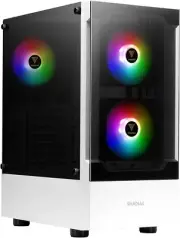 White RGB Gaming ATX Mid Tower Computer PC Case with Side Tempered Glass Panel a