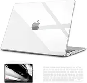 B BELK Compatible with MacBook Air 13 inch Case 2022 2021 2020 2019 2018 M1 A2337 A2179 A1932, Plastic Hard Shell Case + Keyboard Cover + Screen Protector for Mac Air 13 with Touch ID, Crystal Clear