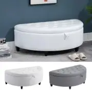 HOMCOM Storage Ottoman Bench Semicircle Footrest Storage Box with Lift Top