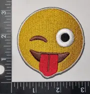 Smiley Face Patch Hook Loop High Quality Tongue Out with Trust Sign