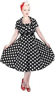 [Hearts & Roses London] Women's Black White Big Dot Swing Dress with Bolero