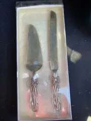 lillian rose silver bow knife server set -knife & cake knife - wrong cake server