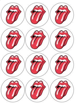 12 Rolling Stones edible paper, cupcake cookie oreo toppers CHOOSE SIZE pre cut