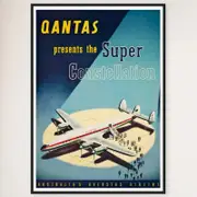 Galrie Australian Vintage Airline Poster - Classic Aviation Art Print for Home Decor, Black Frame, A3 30 x 42cm (12 x 16inch)