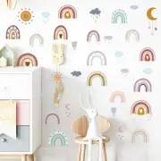 Cute Pastel Rainbow Wall Sticker Decals Nursery Love Heart Clouds Sun Moon