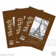 3 Pcs 40 sheets 6" x 8" Top Bound Spiral Premium Quality Sketch Book Paper Pad