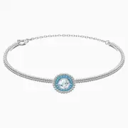 Swarovski Oxygen Blue on Rhodium Plate Bangle Bracelet 5479935 NIB