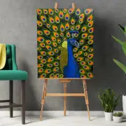 Peacock Hand Painted Framed Canvas Acrylic Painting Large Wall Art Home Decor