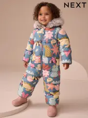 Teal Blue Print Shower Resistant Snowsuit (3mths-7yrs) (AN4618) | $63 - $72