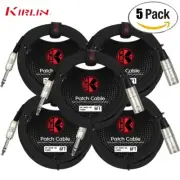 5-PACK Kirlin 6FT XLR Male to 1/4" TRS Plug 24AWG Patch Cable MP-483 PR-06/BK