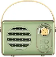 Retro Bluetooth Speaker, Wireless Vintage Small Speaker with Stereo Sound, Supports Memory Card AUX USB Rechargeable Speaker for Home Office Gift (Green)