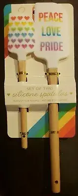 Peace Love Pride 2 piece Spatula Set Silicone Spatulas with Wooden Handles