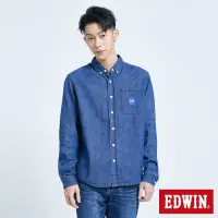 在飛比找Yahoo奇摩購物中心優惠-EDWIN EFS 貼袋式牛仔 長袖襯衫-男-原藍磨