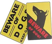 UPKOCH 2Pcs Vintage Beware of Dog Metal Signs Humorous Decorative Tin Signs for Lawn and Garden Eye Catching Design for Dog Lovers