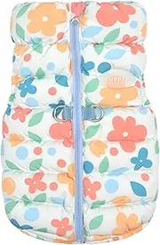 Puppia Hibiscus Dog Jumper Winter Season Intrgrated Harness for Small and Medium Dogs, Sky Blue, Small