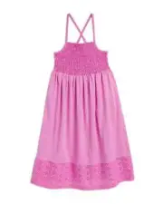 Splendid Smocked Eyelet Dress Girls' 8 Sherbert Solid Square Neck Pullover