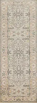 Authentic Hand-Knotted Oushak Indian 10' Runner Rug Carpet 3x10 ft.